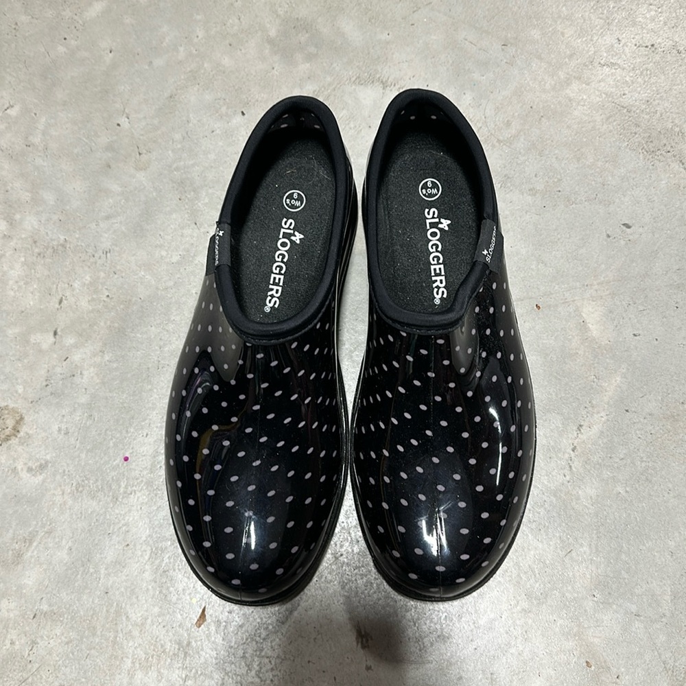 Sloggers Shoes | Near New Sloggers, Black With White Polka Dots / Size 9 / Vv-25